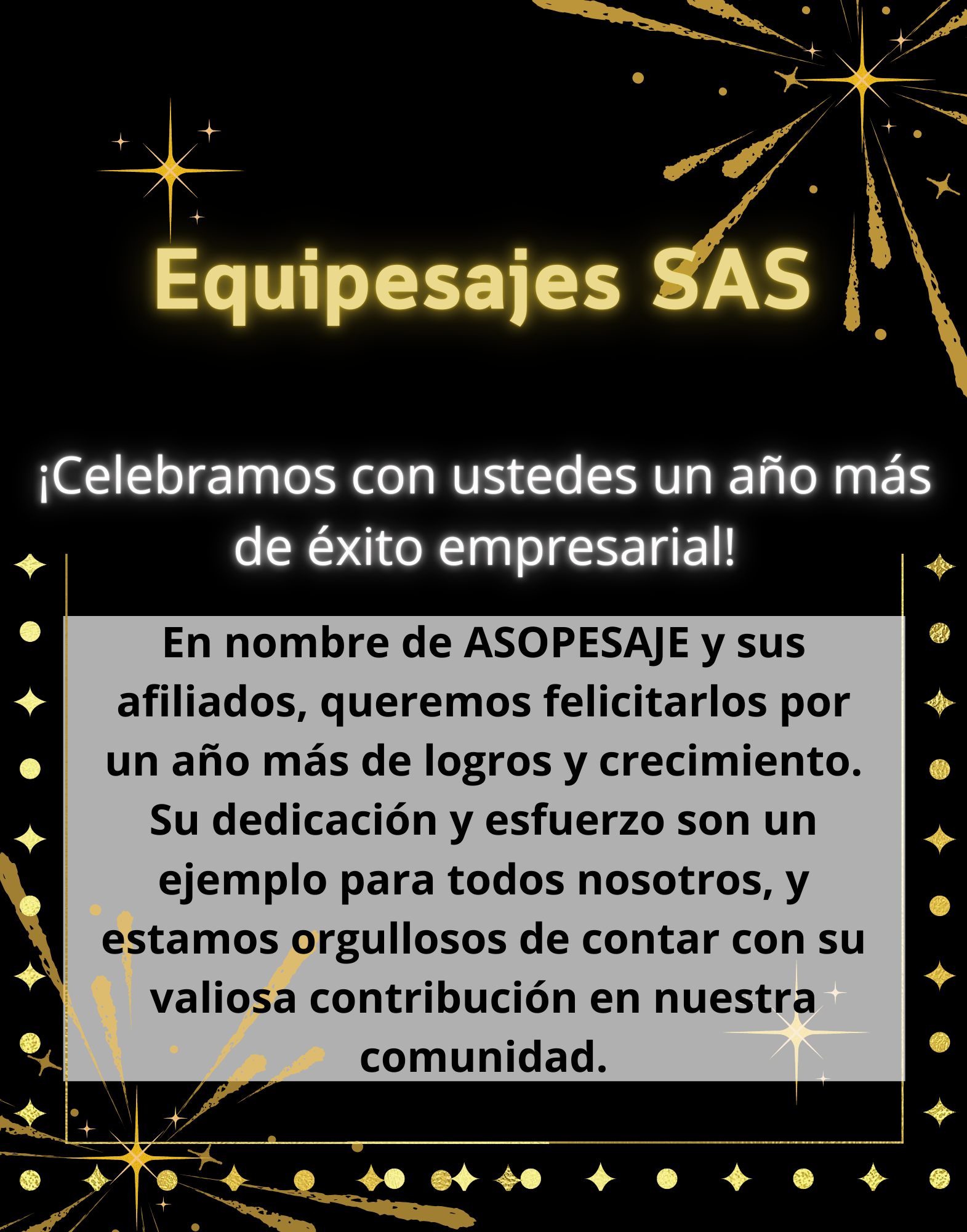 🎉Felicidades EQUIPESAJES 🙌 ¡Celebramos con ustedes un año más de éxito empresarial!